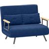 Divano Letto 3 In 1 In Tessuto Effetto Velluto Con Schienale Regolabile E 2 Cuscini, 102x73x81 Cm, Blu