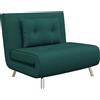 Poltrona Letto Singolo Con Schienale Reclinabile In Velluto, 100x88x83cm, Verde Scuro