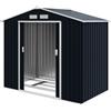Casetta Da Giardino Porta Utensili In Lamiera Con Porte Scorrevoli, 213x130x185cm, Grigio Scuro