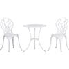 Set Da Giardino 3 Pezzi In Alluminio Con 2 Sedie 42.5x47.5x89 Cm E Tavolino Rotondo Ø60x67 Cm, Bianco