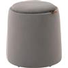 Pouf Contenitore In Velluto 2 In 1 Convertibile In Tavolino Da Caffè, Ø44x47.5cm, Grigio