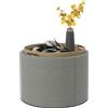 Pouf Contenitore Effetto Lino Da 120 Kg Max Con Vassoio A Ribalta, In Mdf, 56x56x42 Cm, Grigio