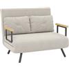 Divano Letto 3 In 1 In Tessuto Effetto Velluto Con Schienale Regolabile E 2 Cuscini, 102x73x81 Cm, Beige