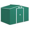 Casetta Da Giardino 4.9 M² Con Fondazione, 4 Prese D'aria E 2 Porte Scorrevoli, Capanno Porta Attrezzi In Lamiera D'acciaio, 277x195x192 Cm, Verde sc
