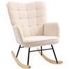 Poltrona A Dondolo Imbottita In Legno E Acciaio Per Soggiorno E Camera Da Letto, 71x98x101 Cm, Beige