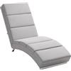 Chaise Longue Reclinabile Con Schienale Alto, Imbottitura Spessa E Gambe In Metallo, Grigio Chiaro