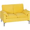 Divano 2 Posti Moderno Con Cuscini E Rivestimento In Tessuto Spugna, 130x77x84 Cm, Giallo