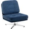 Sedia Da Salotto Girevole In Tessuto Effetto Ciniglia E Metallo, 70x87x84 Cm, Blu Scuro