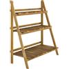 Portapiante Pieghevole Portavasi In Legno Di Abete Con 3 Livelli Scaffale Da Esterno Per Piante Portafiori 80x37x93cm