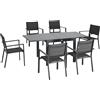 Set Da Giardino Con Tavolo Allungabile In Alluminio E 6 Sedie Con Seduta Traspirante, Grigio