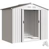 Casetta Porta Utensili In Acciaio, Capanno Da Giardino Con Porte Scorrevoli, 213x130x185 Cm, Bianco