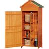 Casetta Da Giardino Porta Attrezzi In Legno Con 2 Ante E 3 Mensole, 84x52x188cm
