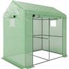 Serra A Casetta A 2 Sezioni Con Porta E Finestre Avvolgibili, In Acciaio E Pe, 200x140x200 Cm, Verde