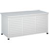 Baule Da Esterno In Legno Di Abete Con Base Rialzato E Coperchio, Cassapanca Contenitore Da Esterno Impermeabile, 127x56x60 Cm, Bianco