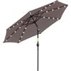 Ombrellone Da Giardino Inclinabile Ø265 Cm Con 32 Luci Led Solari E Manovella, Grigio