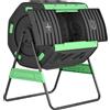 Compostiera Domestica 200l A Doppia Camera Con 8 Prese D'aria, In Pp E Metallo, 94x67x98 Cm, Verde E Nero