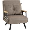 Poltrona Letto Imbottita 3 In 1 Con Schienale Reclinabile In 5 Posizioni E Cuscino, 63x73x81 Cm, Grigio