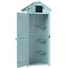 Casetta Da Giardino Porta Attrezzi In Legno Con 3 Ripiani, 77x54.2x179cm, Blu
