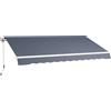 Tenda Da Sole Per Esterno A Bracci Avvolgibile Con Apertura A Manovella, 360x250 Cm, Grigio