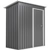Capanno Attrezzi Con Tetto Inclinato E Porta Scorrevole, In Acciaio E Pp, 163x89x182 Cm, Grigio Chiaro