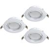 Eglo Set da 3 Faretti da Incasso Peneto, Set di Spot in Acciaio Bianco, 3 | Lampade da Incasso con attacco GU10, Lampadine LED Incluse, Spot Piatto e Orientabile, Ø 8,7 cm