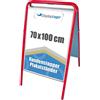 Displaylager - Supporto per poster, rosso, acciaio - Expo Sign 70x100 cm | Biffaciale Cavalletto Espositore Pubblicitario | Resistente alle intemperie con pannelli frontali APET/acrilico