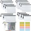 HDHGXUJRD 15 Pezzi di Buste con Zip A4/A5/A6/B4/B5/B6/B8/Fatture, Buste Trasparenti con Chiusura, Buste Plastica Impermeabili per Documenti, Ricevute e Cosmetici