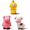 Bestwist Giocattolo sonoro per cani, divertente giocattolo interattivo per cuccioli, per piccoli contro la noia e l'ansia, 3 pezzi (vitello bianco + maialino rosa + pulcino giallo)