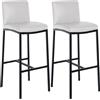 CLP Set 2 sgabelli da bar con schienale Freeport, seduta imbottita, stile moderno, struttura in metallo nero opaco con poggiapiedi Colore bianco Materiale Ecopelle