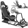 tectake® Sedia Gaming Postazione Corsa, Gaming Chair per Simulatore di Guida, adatto a vari Brand di Volante PC e Console, Seduta regolabile, cockpit sim racing in acciaio, per PC e console, Nero/Nero