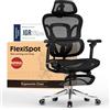 FLEXISPOT Sedia Ergonomica da Ufficio Gaming ErgoX Max, Poggiatesta 4D, Braccioli 5D, Schienale e Supporto Lombare Integrati, Portata 300 kg, Nero(con Poggiapiedi)