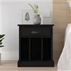 FUDUGEHMIOFWFJJ Comodino Nero 43x36x50 cm Nightstand with Drawer, Modern Bedside Table with Storage Shelves, Engineered Wood Bedroom Furniture for Small Spaces, Black