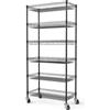 Himimi Scaffale Metallo 6 Ripiani con Ruote, Scaffalatura Regolabile in Altezza Autoportante, Organizer a Cestello in Filo Metallico per Cucina, Bagno, Camera da Letto, Soggiorno, 76×34×165 cm, Nero
