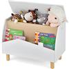 RELAX4LIFE 2 in 1 Contenitore Porta Giochi per Bambini, Cassapanca Baule in Legno, Libreria Scaffale per Cameretta e Asilo, 60 x 30 x 44 cm (Bianco, Scatola)