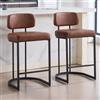 Ya-Home Set di 2 Sgabelli Cucina in PU con Gambe in Metallo, Marrone