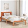 Pyvara Telaio per letto singolo in legno di pino, marrone, 100 x 200 cm, con testiera, design moderno, per camera da letto, stabile supporto per 1 persona