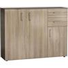milani home - madia credenza moderna 2 cassetti e 3 ante, olmo e grigio scuro, 106 x 36 x 83 cm