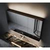 SVNR Armadio con specchio da bagno con illuminazione 100 x 60 x 13 cm - 3 ante in vetro, 2835 strisce LED (RGB 3000 K-6000 K, dimmerabile), specchio antiappannamento/presa/controllo touch (opaco)