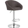 CLP Sgabello Imbottito Lounge Miami In Stoffa I Sgabello Poltroncina Con Schienale Seduta Girevole E Regolabile 62-82 CM, Colore:grigio scuro