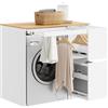 SoBuy Mobile Lavatrice con Cesto Biancheria 100x60x95 cm Lavanderia & Bagno | Mobile Sopra Lavatrice, Coprilavatrice con Stendibiancheria Estraibile, Armadio Bianco e Legno BZR223-WN