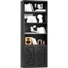oneinmil Libreria Alta con Ante 6 Ripiani, Scaffale PortaLibri Moderno con Ante e Ripiani Aperti, Mobile Contenitore per Soggiorno, Ufficio, Camera da Letto, 55.5 x 23.5 x 181 cm, Nero