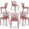 REDÒKASA Set 6 sedie in polipropilene ARMONIA, impilabile, resistente ai raggi UV, design moderno, ideale per sala da pranzo, cucina, sala d'attesa, bar, ristoranti o giardino (6, Mattone)