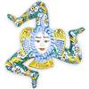 SICILIA BEDDA CAPACI Trinacria in Ceramica Caltagirone, h 34 cm x 33 l ca. Decoro Barocco e Floreale su Fondo Verde