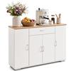 Songvas Credenza Cucina, 110x30x74 cm, MDF, mobile ausiliario per cucina e sala da pranzo, 4 ante/1 cassetto, ripiani regolabili,Ideale per cucina, sala da pranzo e soggiorno (Bianco/Effetto rovere)