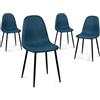 NORDIXA Set di 4 sedie Edda in tessuto blu smacchiabile, sedie moderne imbottite con gambe in metallo, design scandinavo elegante per cucina, sala da pranzo e soggiorno.