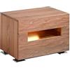 AC ANGEL CERDÁ Ángel Cerdá - Comodino con Illuminazione LED in Noce Naturale - Design Moderno con Cassetti Soft-Closing e Scomparto Centrale Illuminato - 58 x 38 x 41 cm