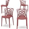REDÒKASA Set 4 sedie in polipropilene ARMONIA, impilabile, resistente ai raggi UV, design moderno, ideale per sala da pranzo, cucina, sala d'attesa, bar, ristoranti o giardino (4, Mattone)
