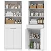 HOMCOM Mobile Bagno Alto, Ante Soft Close, 5 Ripiani, 60x30x171cm, Bianco | Mobiletto Bagno Salvaspazio Stretto, Armadietto, 3 Ripiani Aperti, Cassetto Scanalato, Ripiano Regolabile, per Lavanderia
