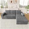Luscriate Grande divano angolare modulare a forma di L, in ciniglia, senza cornice, con cuscino, combinabile liberamente, senza montaggio, per soggiorno, 4 posti, grigio (Light Grey-5S)