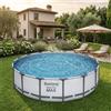 Bestway Piscina Fuori Terra con Telaio Portante Piscina Esterna da Giardino in PVC triplice strato Rotonda Ø 488x122h cm con Pompa Filtrante da 5.678l/h - 5612Z Steel Pro Max